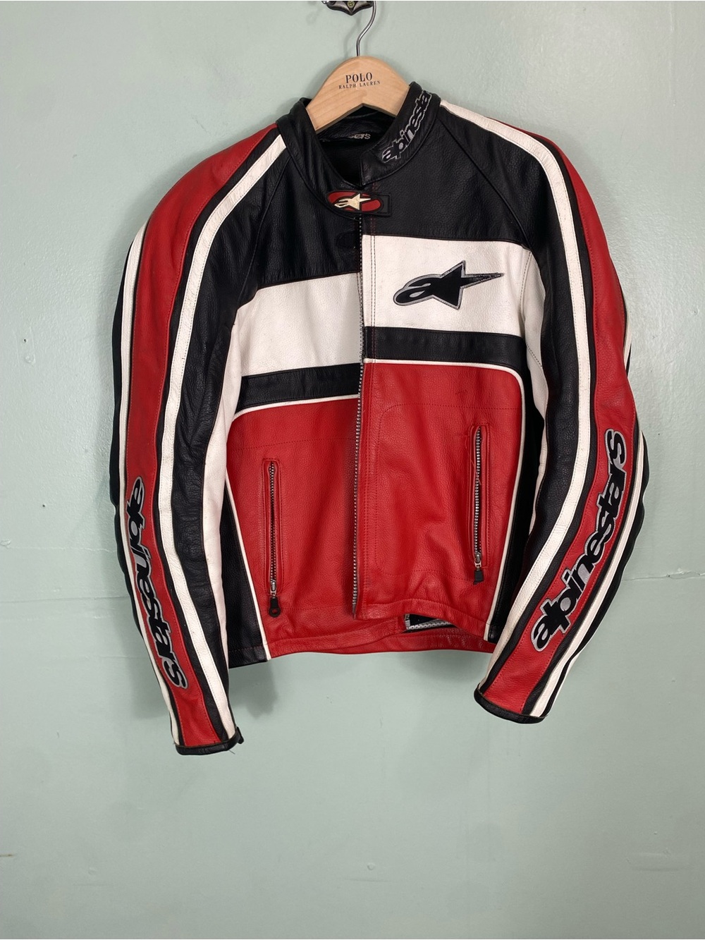 Alpinestars Leather Moto Jacket Size 40 ZIPPER NEEDS PULL THINGY